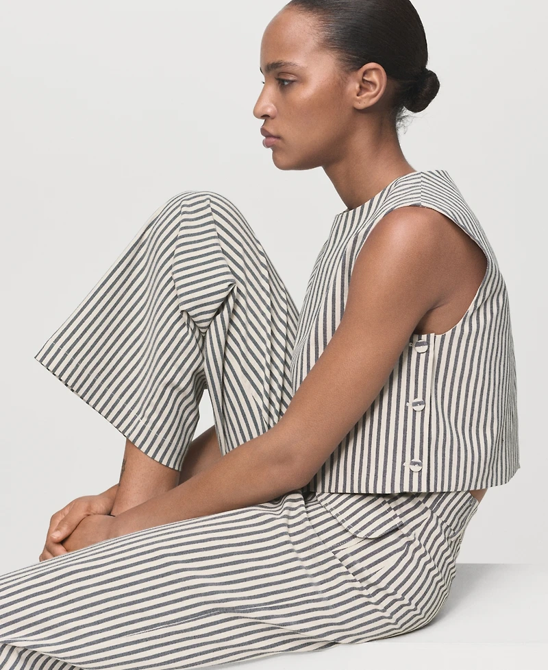 Mango Women's Pockets Striped Pants