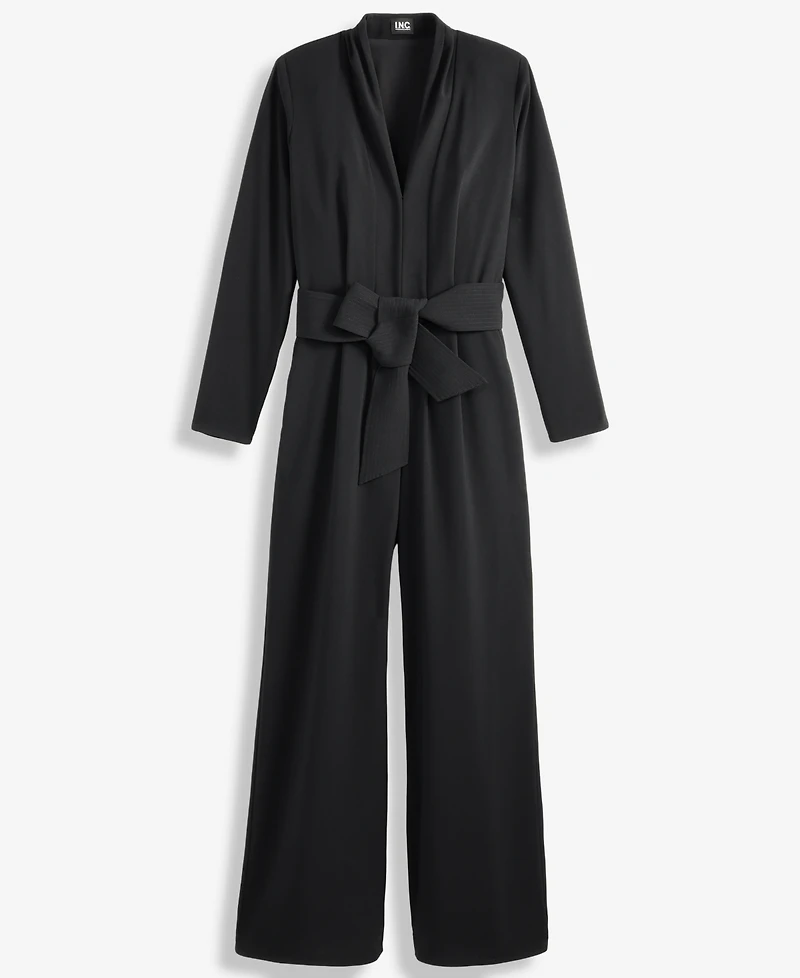 I.n.c. International Concepts Women's Long-Sleeve Tie-Belt Jumpsuit, Macy's Exclusive