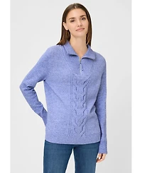Olsen Women's 1/4 Zip Mock Neck Sweater
