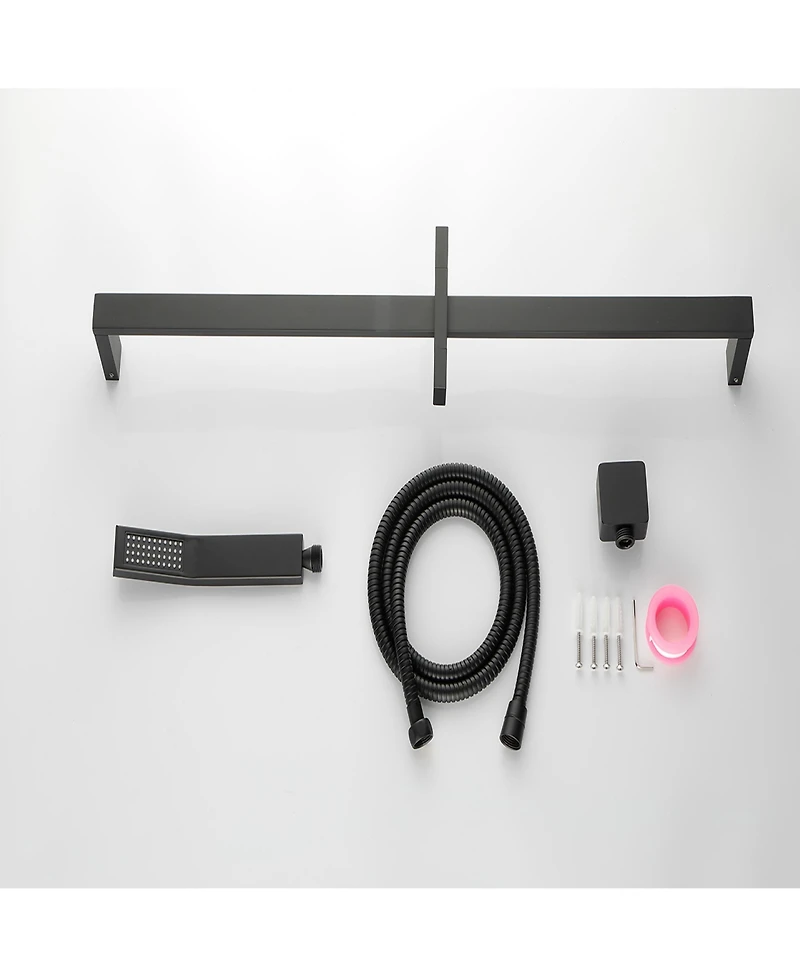 Rainsken Handheld Shower with 28-Inch Slide Bar and 59-Inch Hose,Black