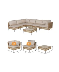Boyel Living All-Iron Detachable Wicker Corner Sofa Set - 7 Pieces