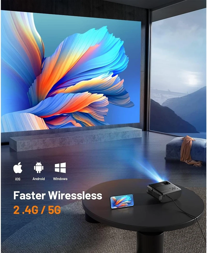 Elephas WiFi Projector for iPhone, Mini Projector with Tripod & Carry Bag, Compatible with iOS/Android/Windows/Tv Stick/Hdmi/Usb