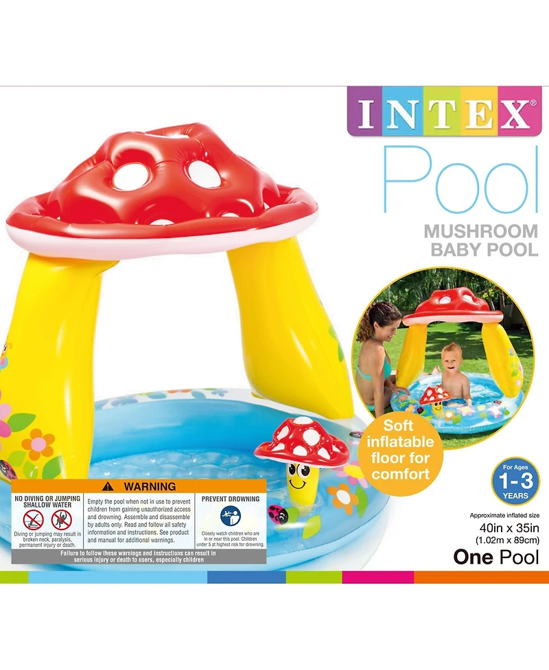 Intex Inflatable Mushroom Water Play Center Kiddie Baby Swimming Pool Ages 1-3