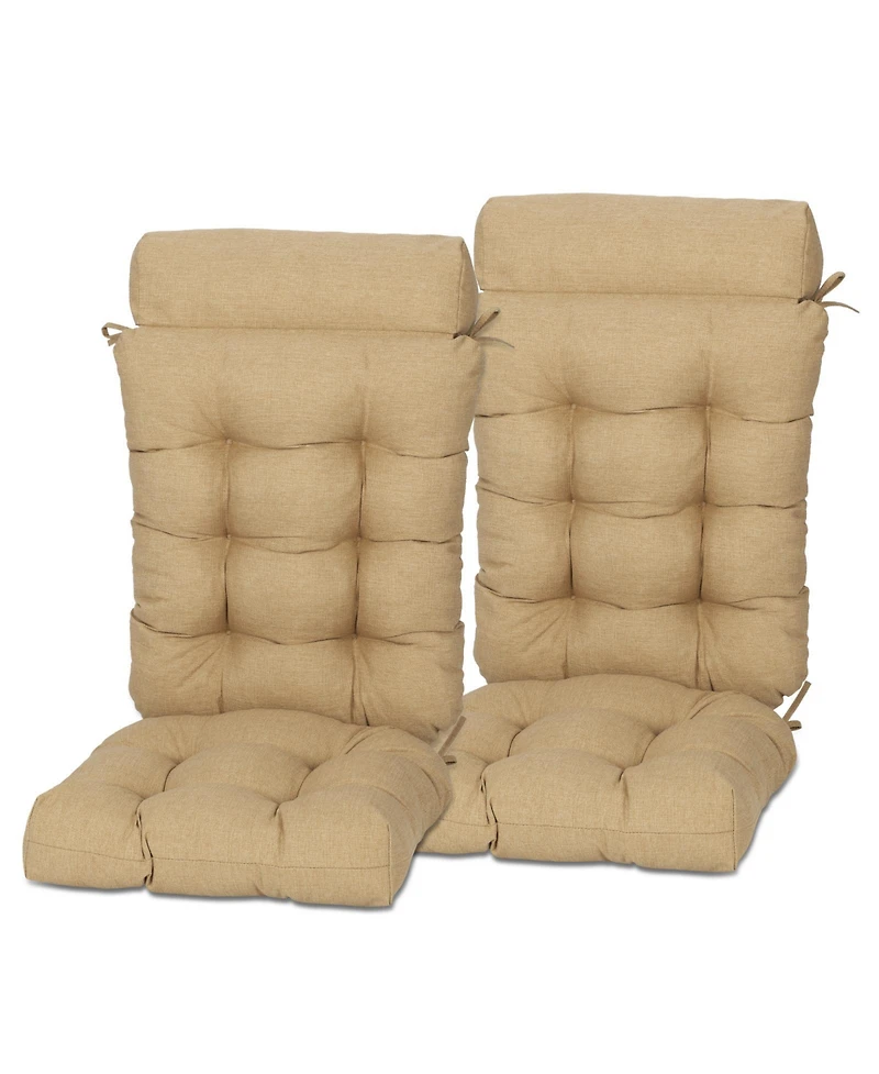 Aoodor Tufted Rocking Chair Cushion, High Back Cushion with Waterproof and Fade-Resistant, Set of 2