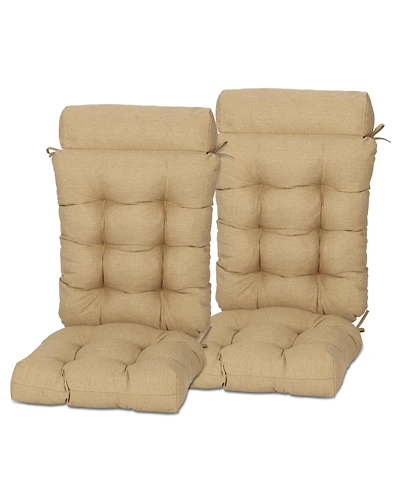 Aoodor Tufted Rocking Chair Cushion, High Back Cushion with Waterproof and Fade-Resistant, Set of 2