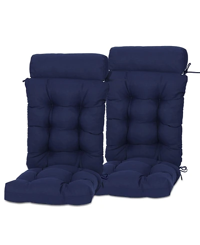 Aoodor Tufted Rocking Chair Cushion, High Back Cushion with Waterproof and Fade-Resistant, Set of 2