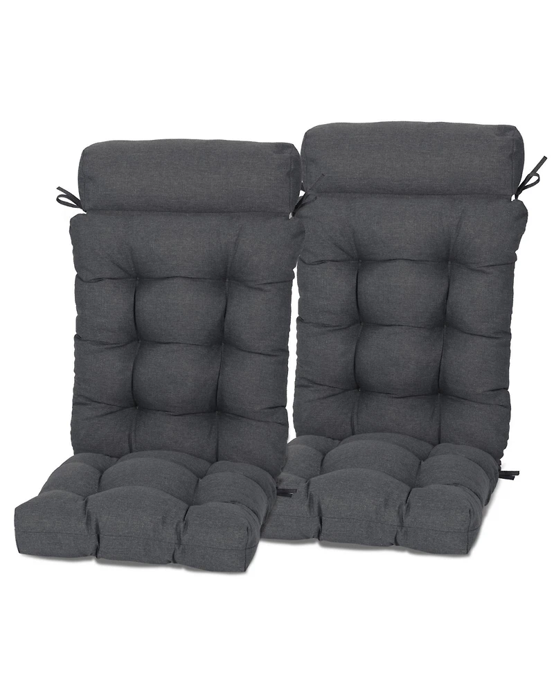 Aoodor Tufted Rocking Chair Cushion, High Back Cushion with Waterproof and Fade-Resistant, Set of 2