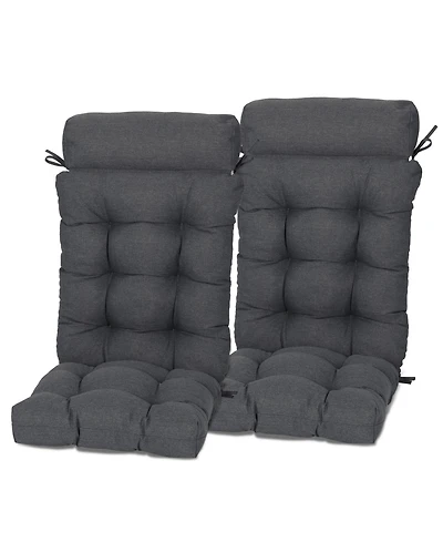 Aoodor Tufted Rocking Chair Cushion, High Back Cushion with Waterproof and Fade-Resistant, Set of 2