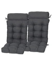 Aoodor Tufted Rocking Chair Cushion, High Back Cushion with Waterproof and Fade-Resistant, Set of 2