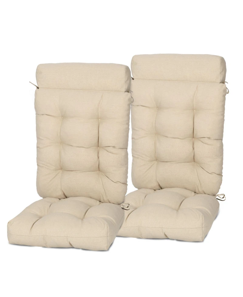 Aoodor Tufted Rocking Chair Cushion, High Back Chair Cushion with Waterproof and Fade-Resistant, Set of 2