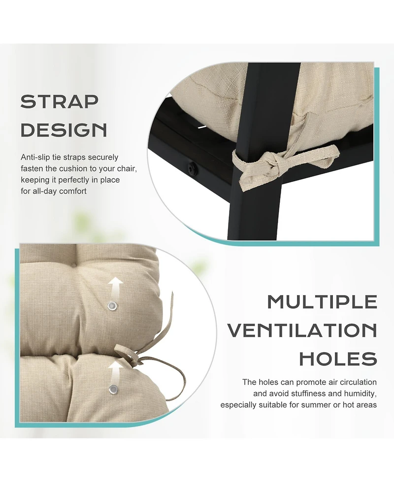 Aoodor Tufted Rocking Chair Cushion, High Back Chair Cushion with Waterproof and Fade-Resistant, Set of 2
