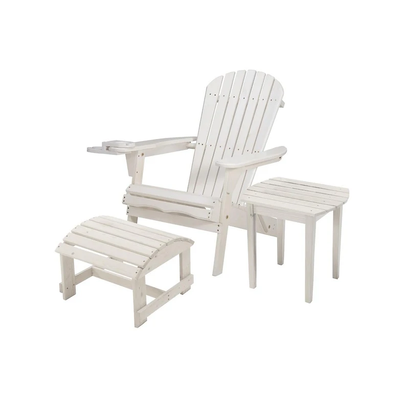 Jiallo Foldable Adirondack Chair With Cup Holder Bristro Set With Ottoman