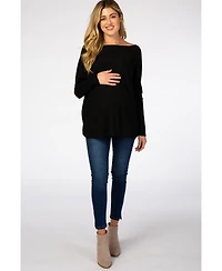 Pinkblush Maternity Black Soft Knit Boatneck Dolman Sleeve Sweater