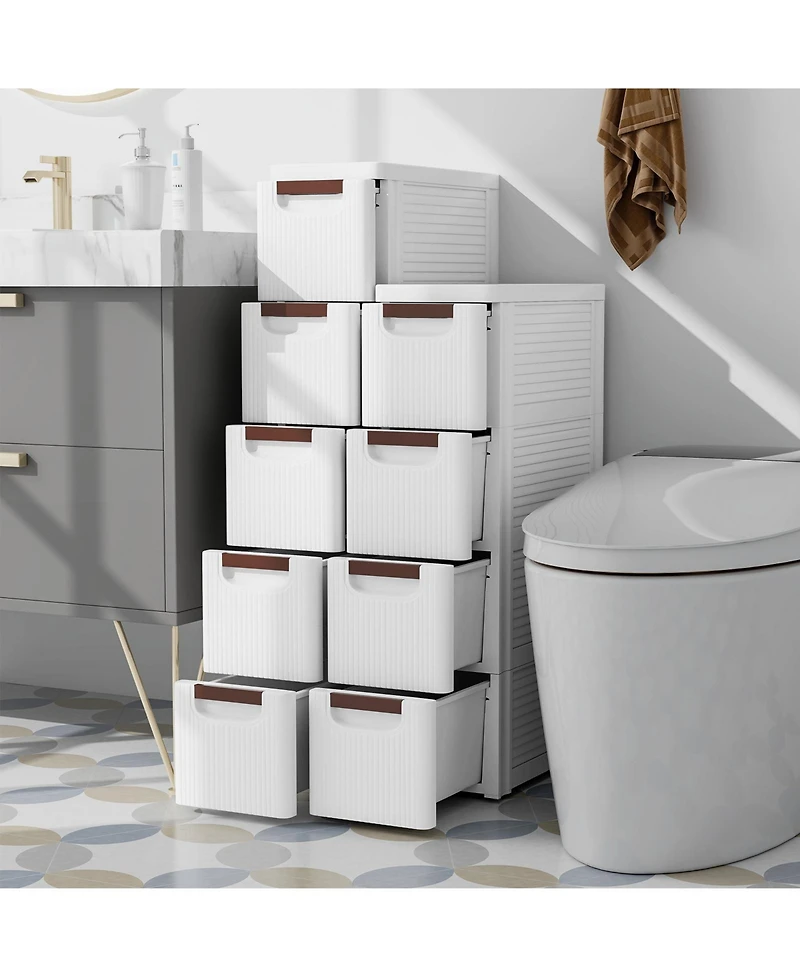 4-Drawer Rolling Organizer Unit Narrow Storage Cabinet with Built-In Wheels for Small Space