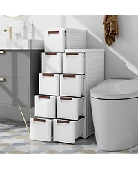 4-Drawer Rolling Organizer Unit Narrow Storage Cabinet with Built-In Wheels for Small Space