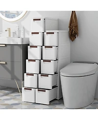 Volenca 5-Drawer Rolling Organizer Unit Narrow Storage Cabinet with Built-In Wheels for Small Space