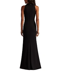 Tadashi Shoji Women's Neshia Halter Lapel Gown