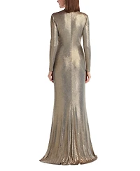 Tadashi Shoji Women's Ferrum Metallic Twist Drape Gown