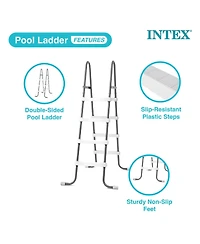 Intex Steel Frame Above Ground Swimming Pool Ladder for 48 Inch High Wall Pools