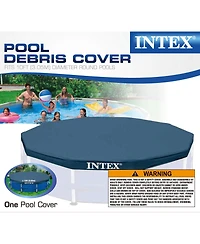 Intex 10 Foot Round Easy Set Outdoor Backyard Swimming Pool Cover, Blue