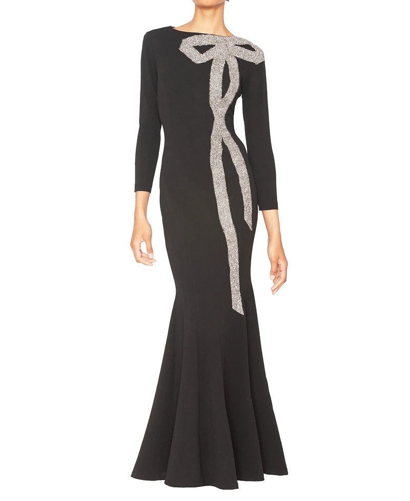 White Tie by Shani Women's Bow Trim Detail Gown