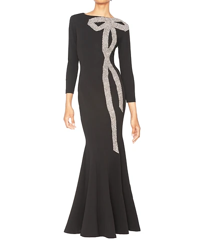 White Tie by Shani Women's Bow Trim Detail Gown