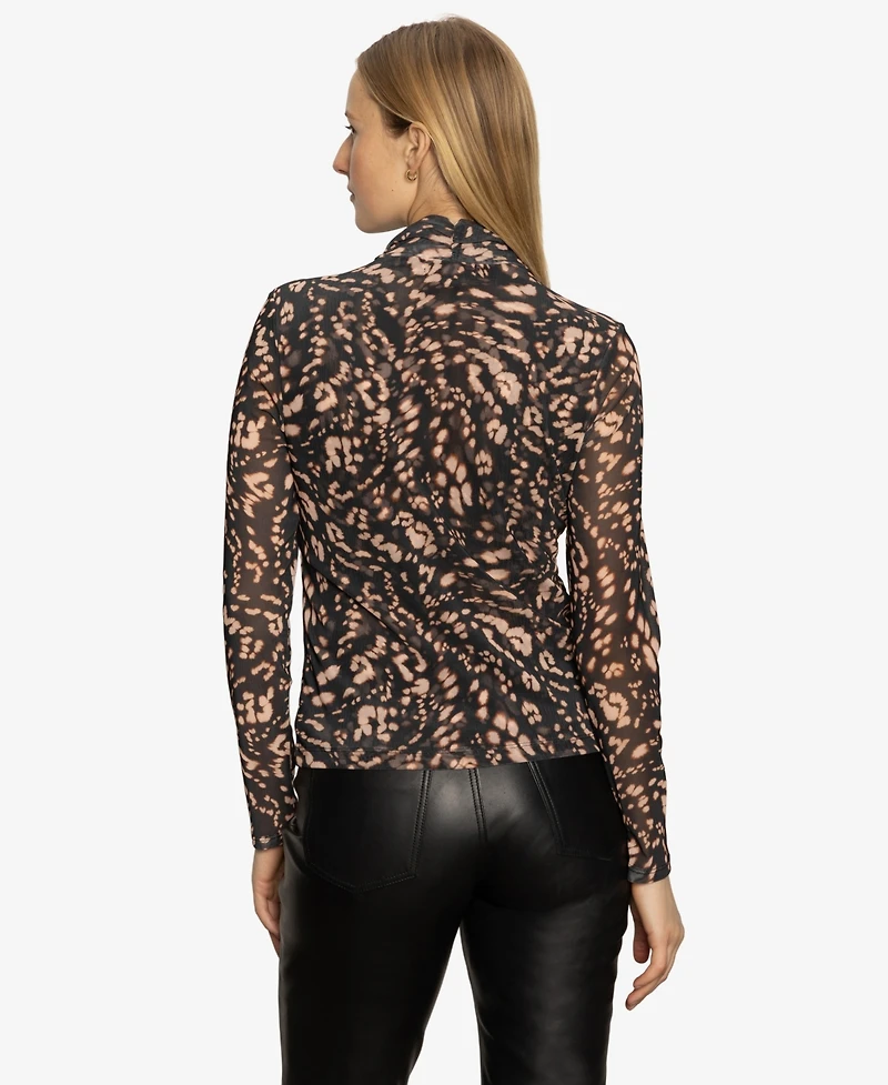 Sanctuary Women's Long Sleeve Mesh Mock Shirt