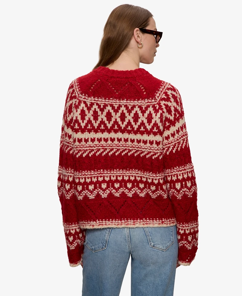 Sanctuary Women's Fair-Isle Crewneck Dropped-Shoulder Sweater