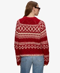 Sanctuary Women's Fair-Isle Crewneck Dropped-Shoulder Sweater