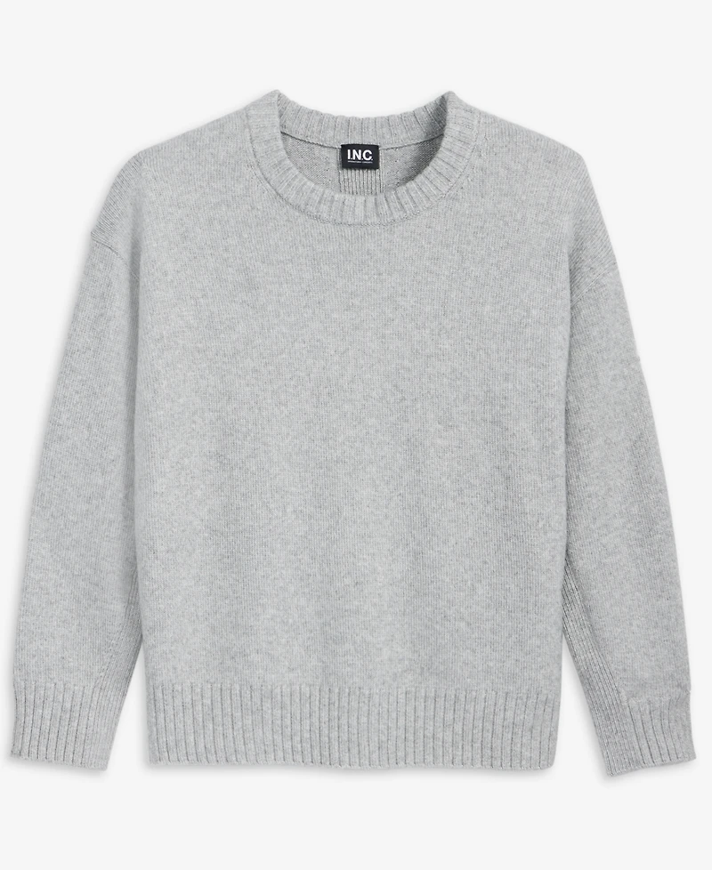 I.n.c. International Concepts Women's Ribbed-Trim Crewneck Pullover Sweater, Macy's Exclusive