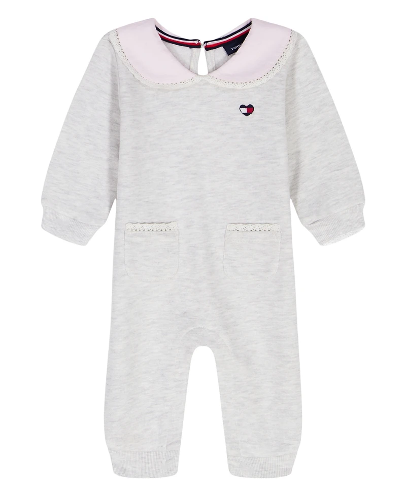 Tommy Hilfiger Baby Girls Oxford Peter Pan Collar Coverall