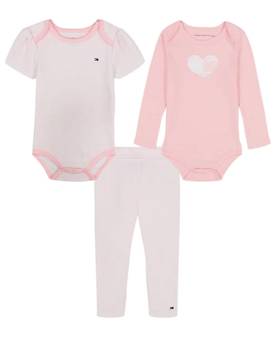 Tommy Hilfiger Baby Girls 3-Piece Bodysuit and Pants Set