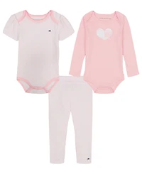 Tommy Hilfiger Baby Girls 3-Piece Bodysuit and Pants Set