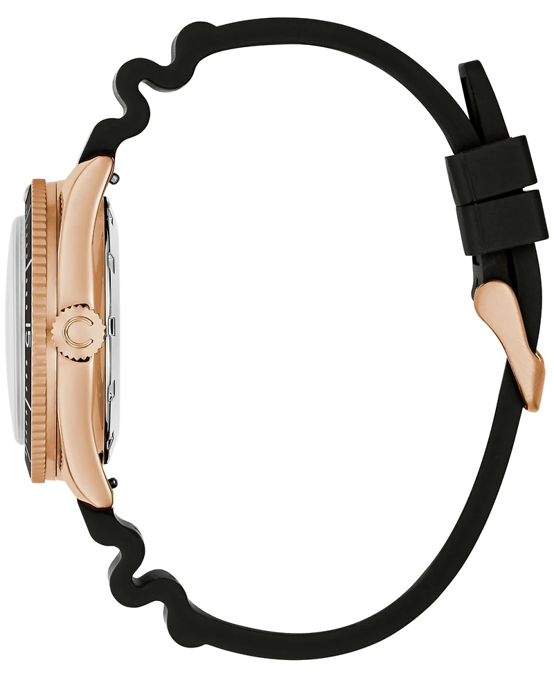 Caravelle Men's Vintage Sport Sea Hunter Black Rubber Watch, 39mm