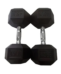 HolaHatha Iron Hexagonal Cast Exercise Dumbbell Free Weight Pair, 45 Pounds