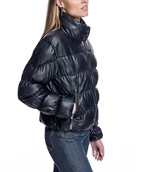 Julia & Stella by Maximilian Women's Ruched Horizontal Leather Jacket