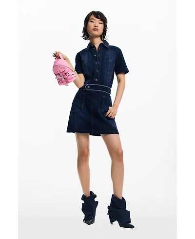 Desigual Women's Short denim dress with belt