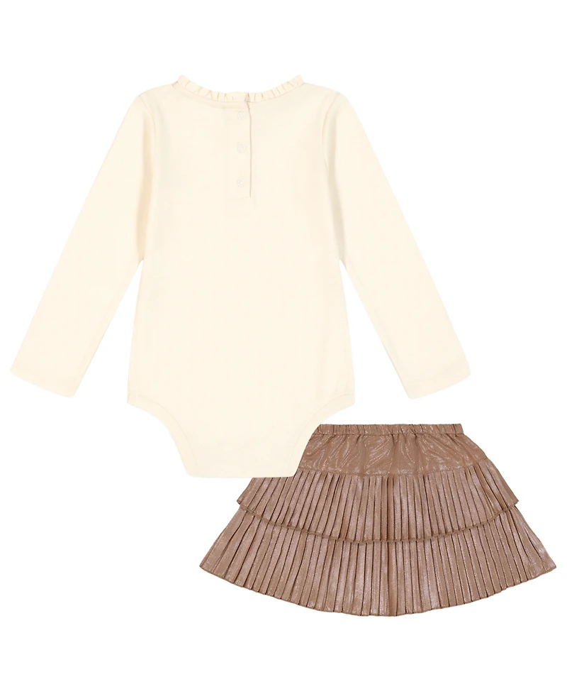 Calvin Klein Baby Girls 2-Piece Ruffle Collar Bodysuit and Skirt Set
