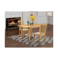 East West Furniture Dining Room Set Oak, NDAN3-oak-c