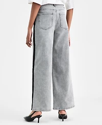 Bar Iii Women's High-Rise Side-Stripe Wide-Leg Jeans, Macy's Exclusive