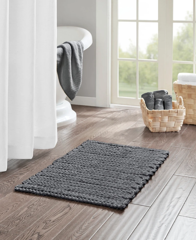 Madison Park Lasso Yarn-Dyed Cotton Chenille Bath Rug