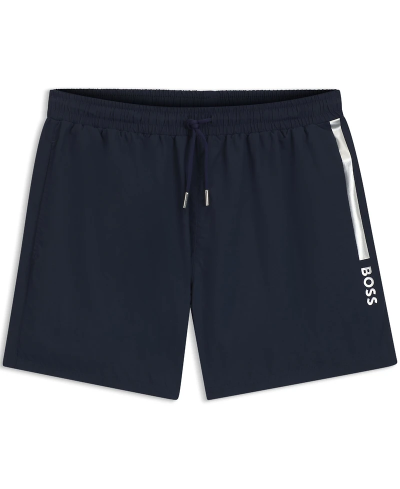 Boss by Hugo Men's Foil-Printed Logo Swim Shorts