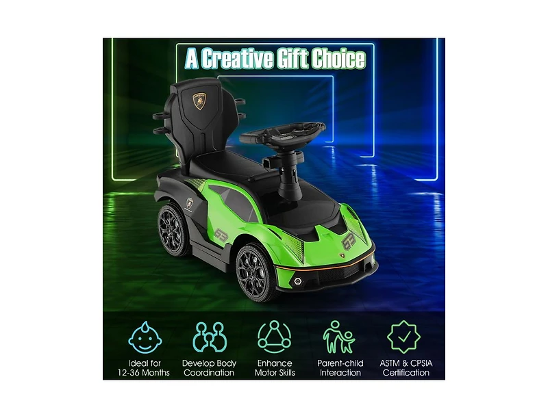 Boyel Living 3-in-1 Licensed Lamborghini Ride on Push Car with Handle Guardrail
