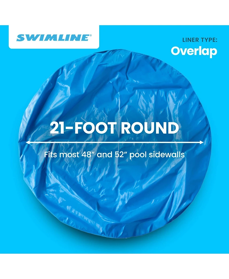 Swimline LI214820 21' Solid Blue Round Above Ground Swimming Pool Overlap Liner