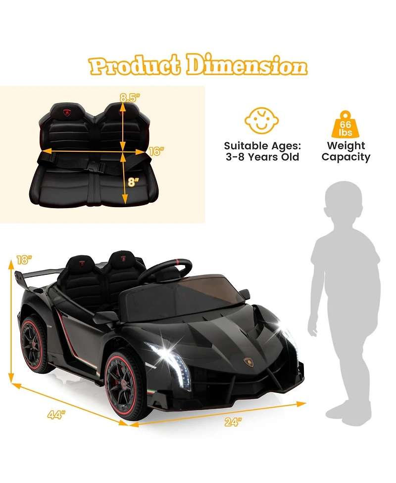 Licensed Lamborghini 4WD Kids Ride-on Sports Car 12V Electric Vehicle with Remote