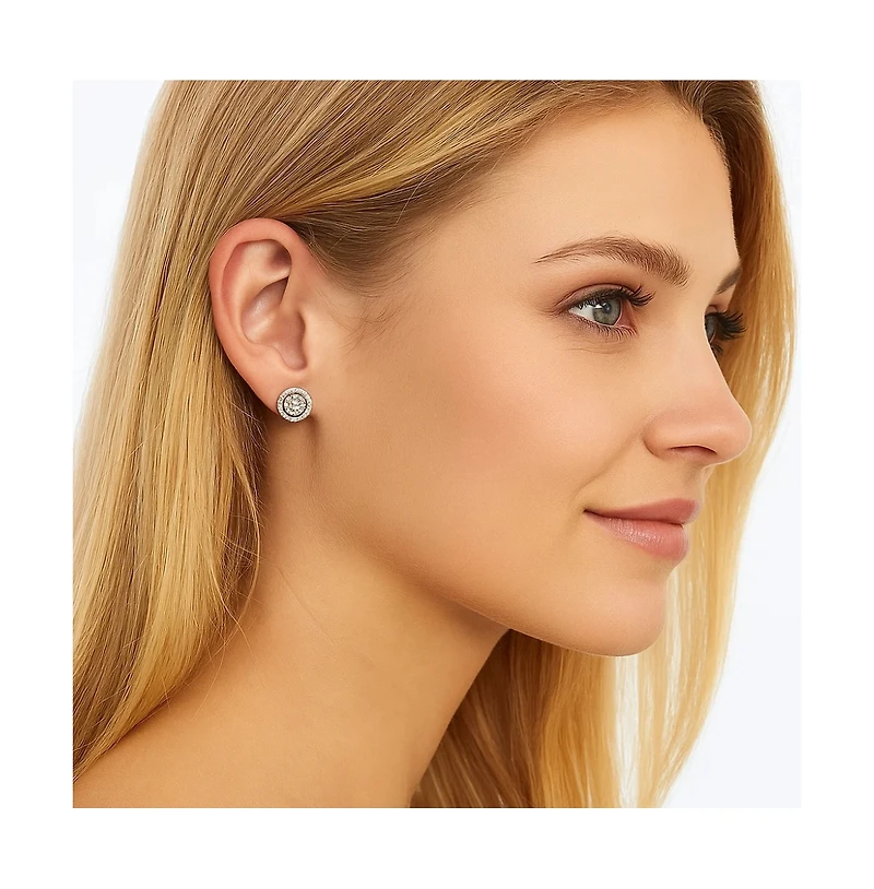 Cubic Zirconia Necklace Set with Cubic Zirconia Halo Earring Settings