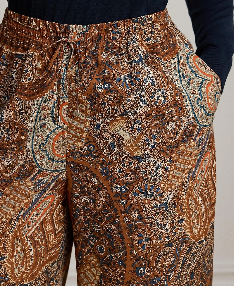Lauren Ralph Plus Paisley Print Wide-Leg Pants