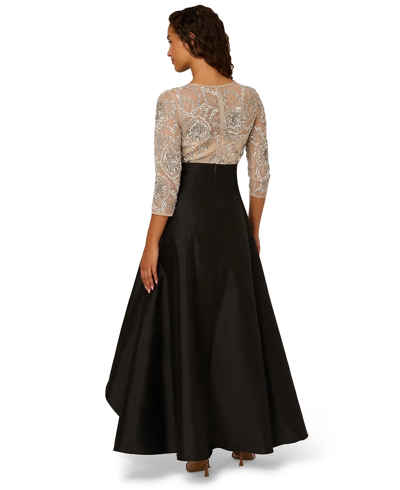 Adrianna Papell Women's Bead Taffeta Long Dress