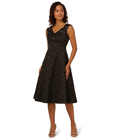 Adrianna Papell Women's Bead Jacquard Midi Dress