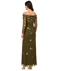 Adrianna Papell Women's Off-The-Shoulder Bead Dress